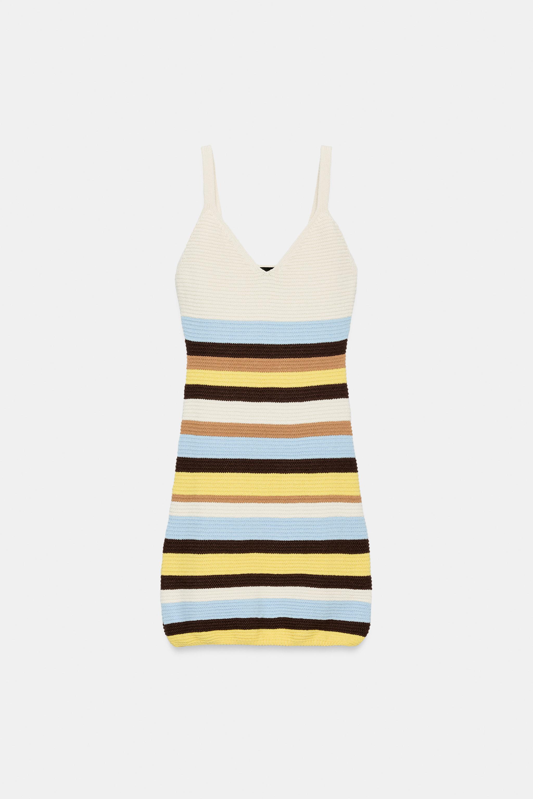 STRIPED KNIT MINI DRESS
